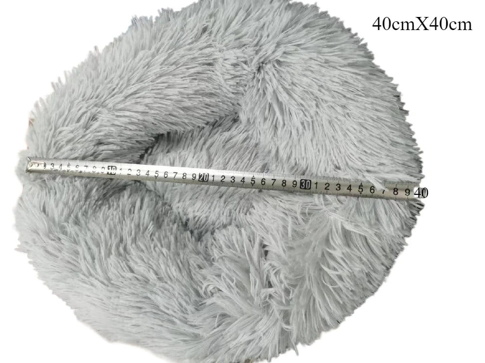 Plush Round Pet Bed – Warm Detachable Washable Nest for Cats and Small Dogs