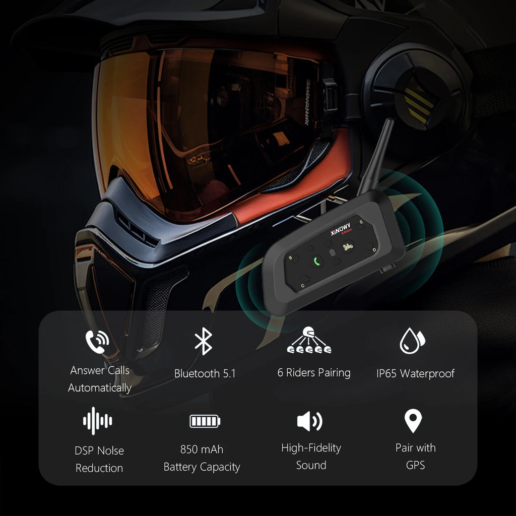 Motorcycle Bluetooth Helmet Intercom – Wireless Headset for Group Riding