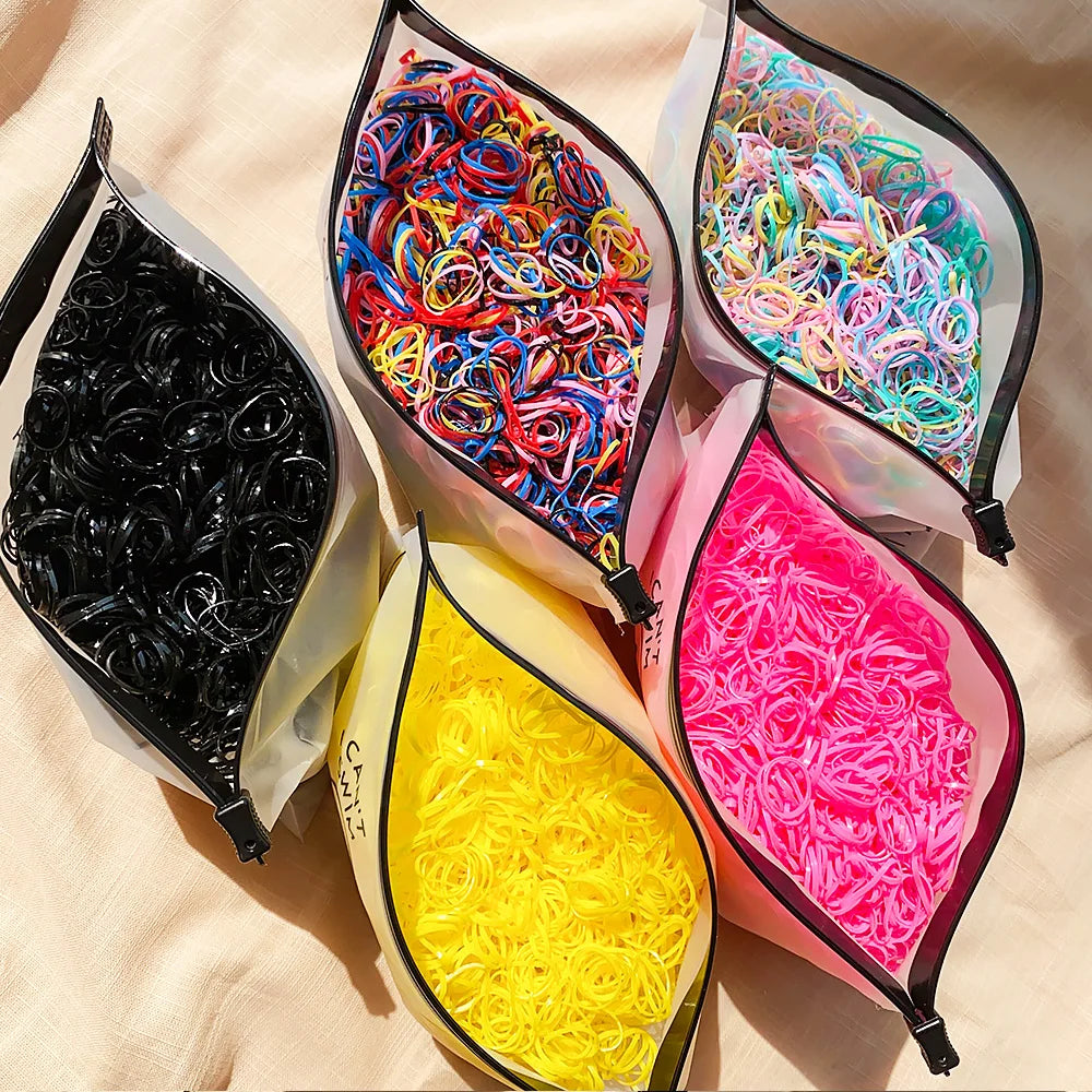 Colorful Disposable Hair Bands – Elastic Rubber Ties for Kids Hairstyles