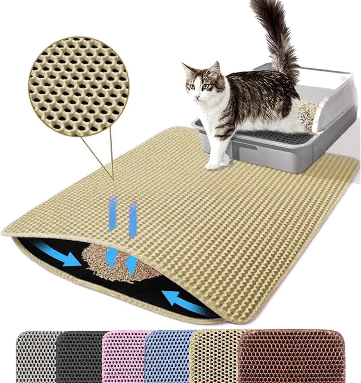 Double Layer Cat Litter Mat – Waterproof Non-Slip Pad for Pet Cleanliness