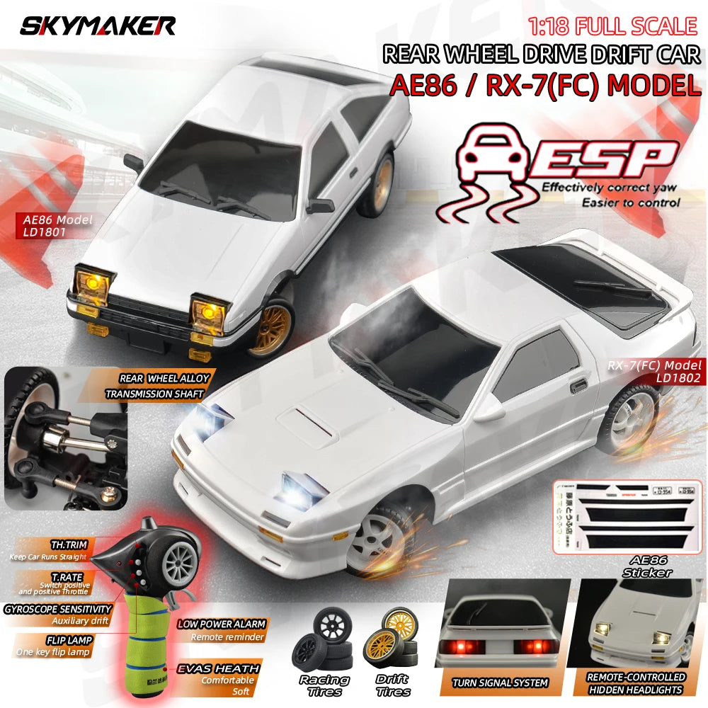 1:18 RC Drift Car – 2.4G Remote Control Vehicle with Gyro for Hobby Racing