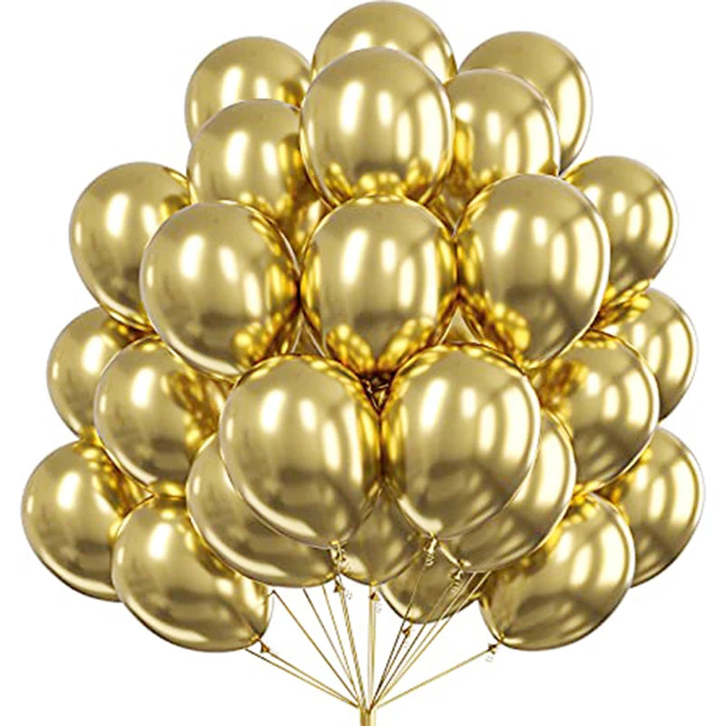 12-Inch Round Metallic Confetti Balloons – Latex Party Decor for Anniversaries