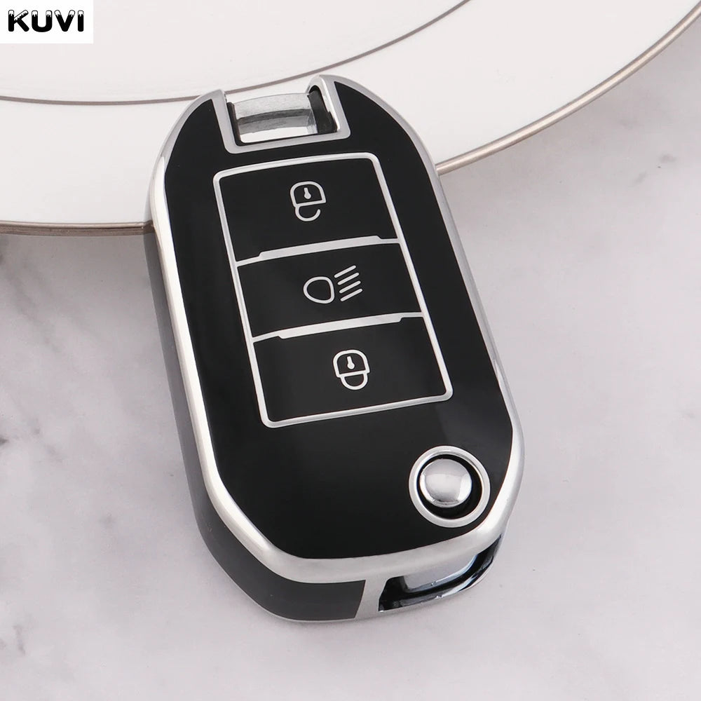 TPU Car Flip Key Case – Protective Shell for Peugeot and Citroen Accessories