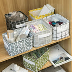 Foldable Cotton Linen Storage Basket – Small Desktop Organizer for Home