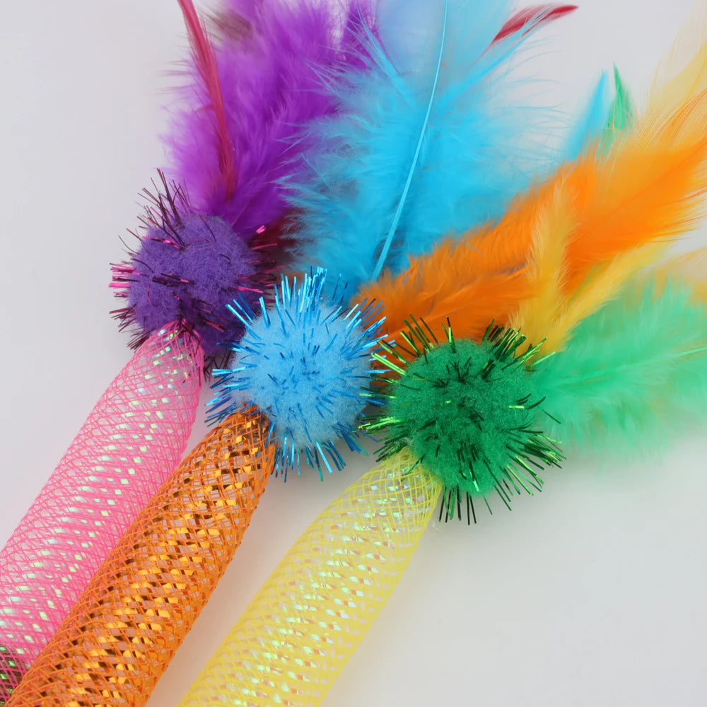 Interactive Cat Feather Ball – Plush Mint Toy for Kitten Play
