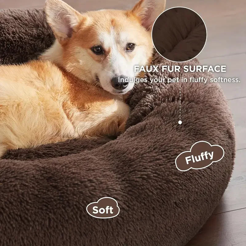Plush Round Pet Bed – Warm Washable Sofa for Small to Large Dogs and Cats