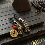 Brass Monkey Key Ring – Feng Shui Lucky Coin Charm for Car Keychain Decor