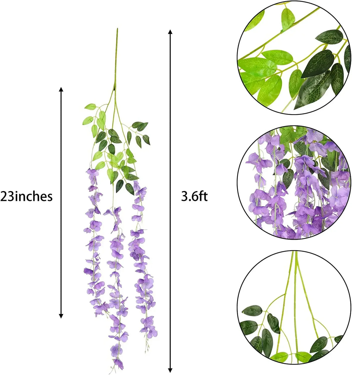 Silk Wisteria Hanging Vines – 110cm Artificial Flower Garland for Wedding Decor