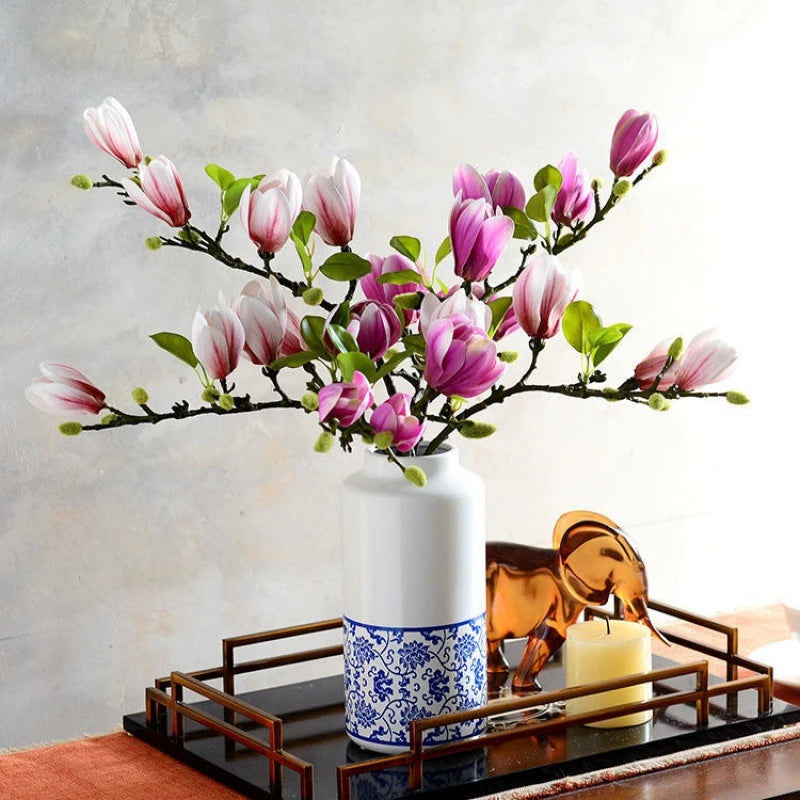 Artificial Silk Magnolia Flower – Realistic Floral Decor for Wedding Garden