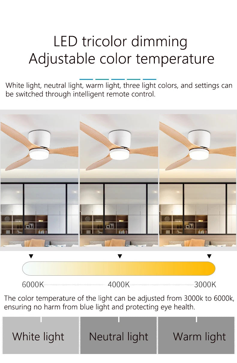 Modern LED Ceiling Fan – 42 52 Inch DC Motor for Nordic Home Lighting
