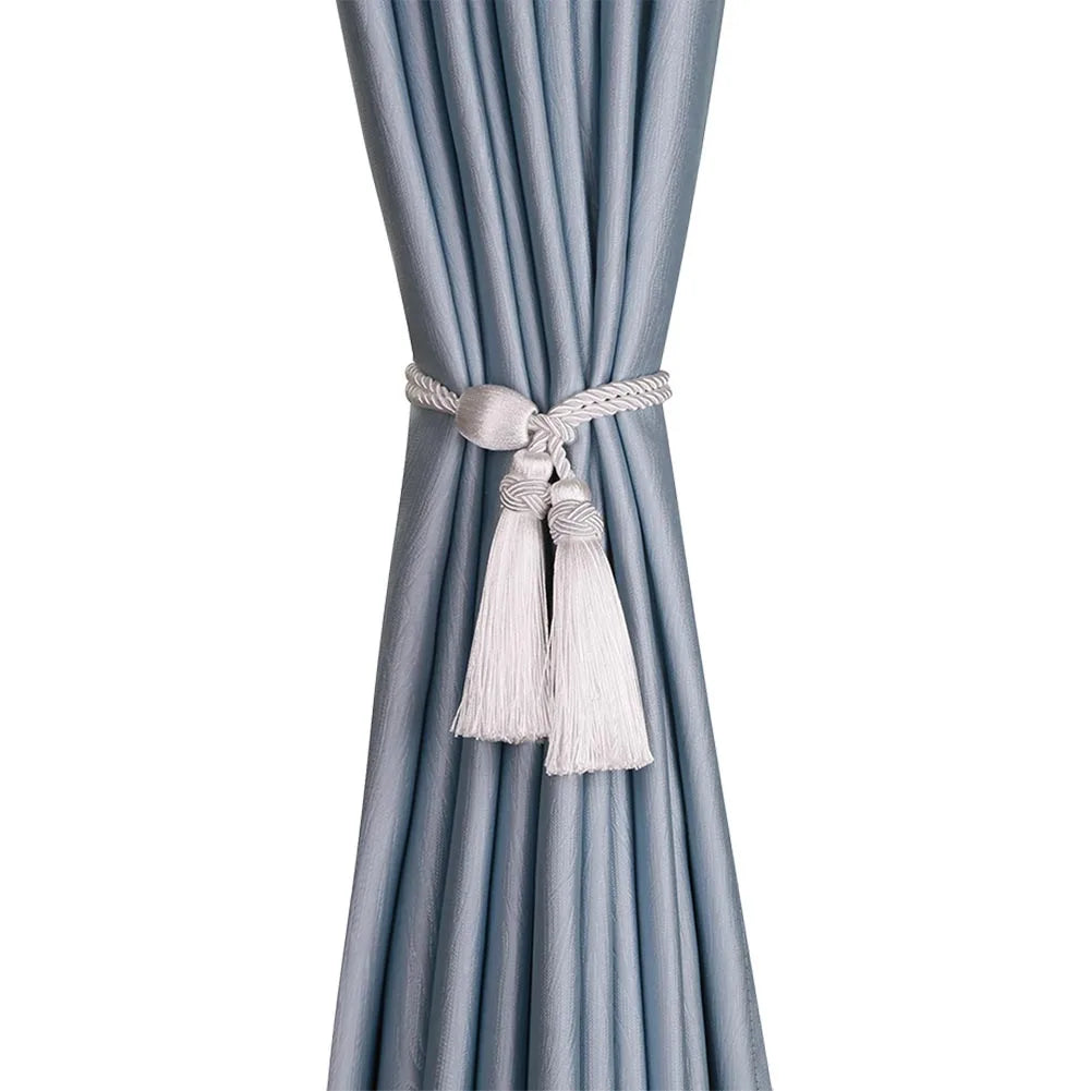 Gold Tassel Curtain Tiebacks – Braided Polyester Rope for Home Decoration