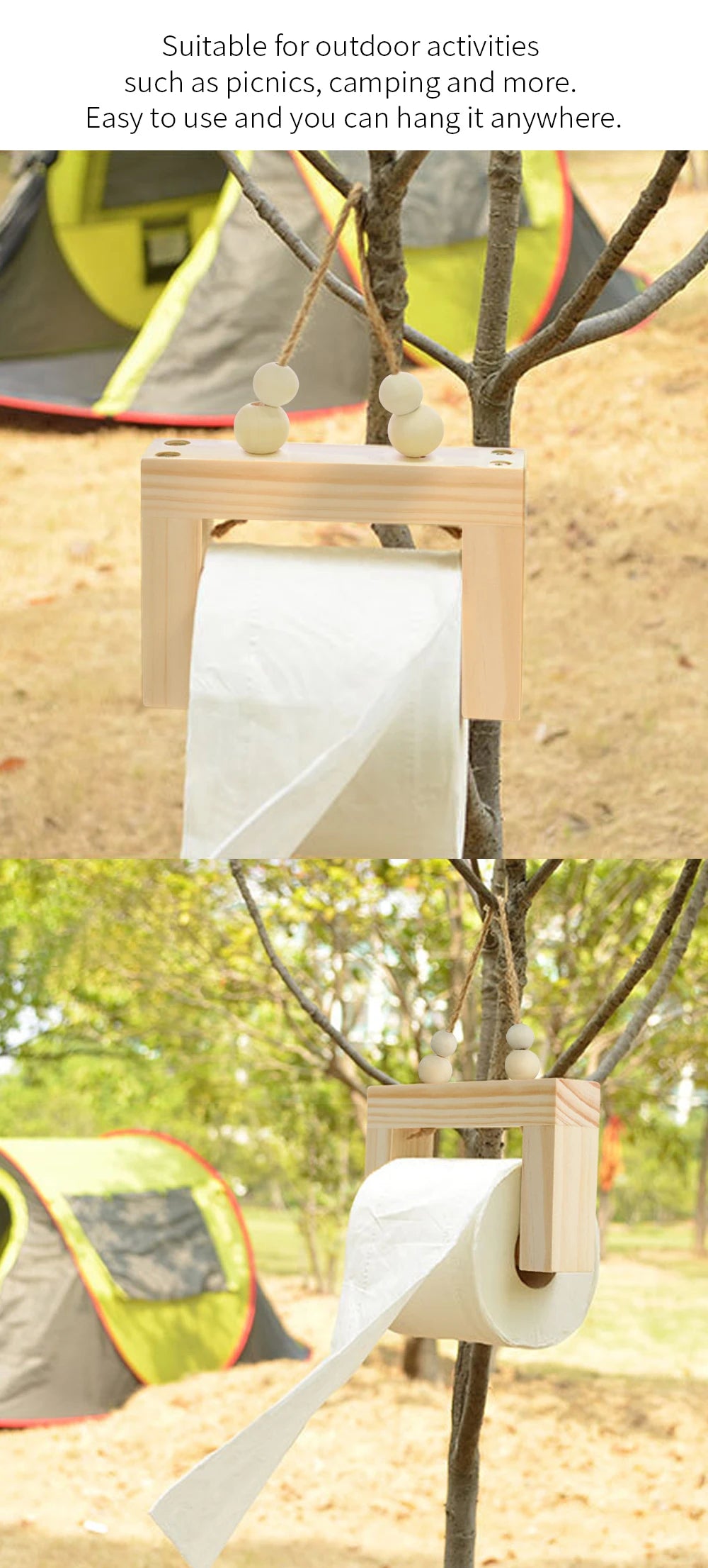 Adhesive Hemp Paper Towel Holder – Wall Mounted Rack for Bathroom Storage