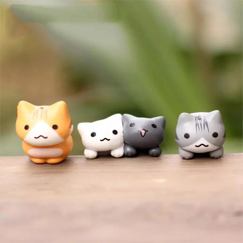 Lucky Cat Miniature Figures – Resin Micro Landscape Decor for Bonsai Gardening