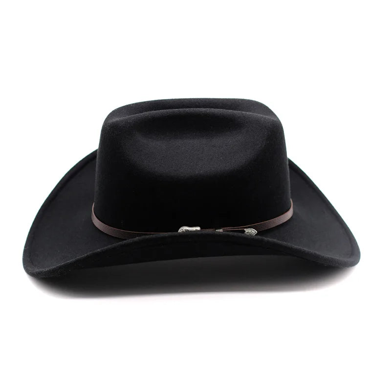 Vintage Wide Brim Cowboy Hat – Leather Western Style for Men and Women