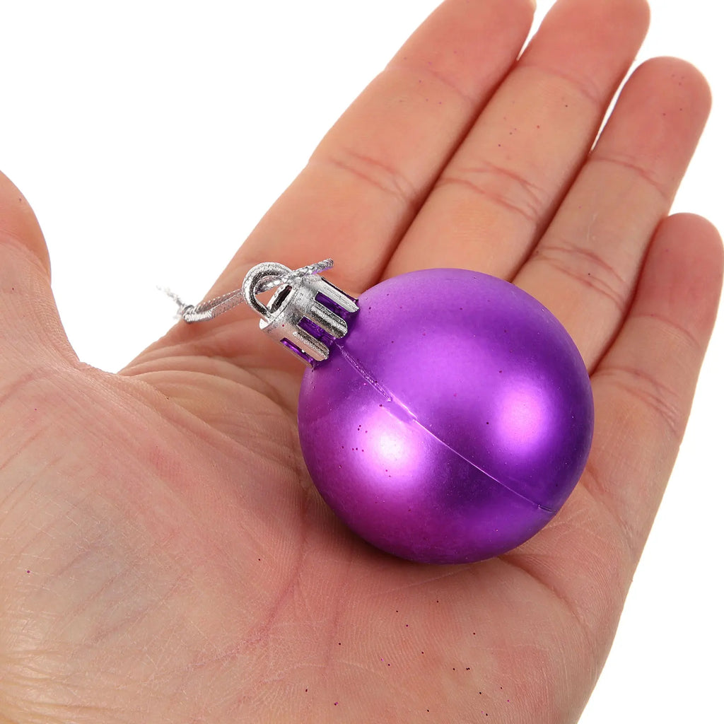 Purple Plastic Christmas Ornament Balls – Shiny Decor for Xmas Tree Holidays
