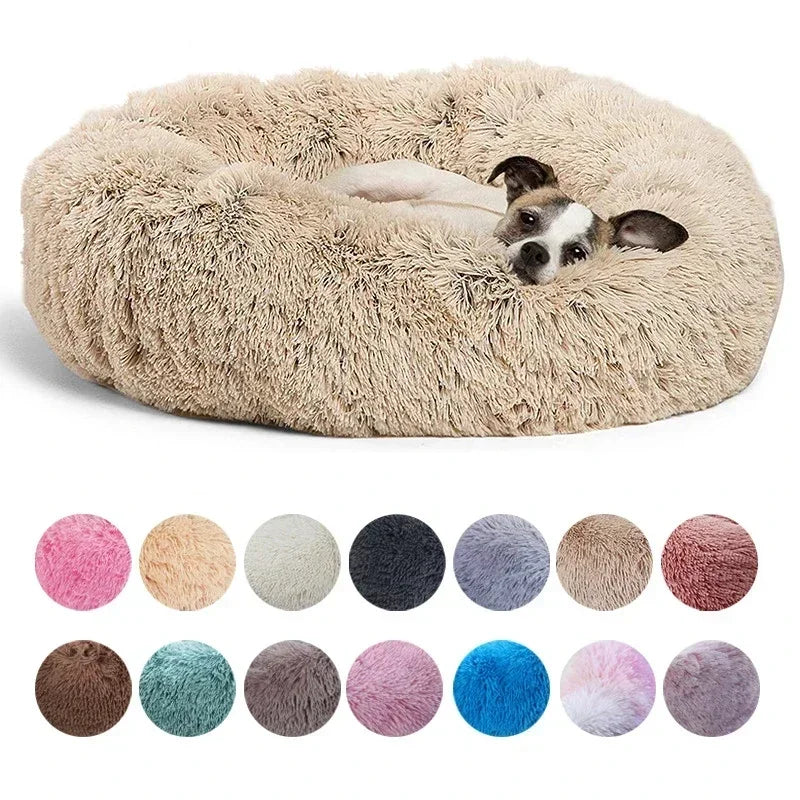 Round Plush Pet Bed – Soft Warm Sleeping Mat for Large Dogs and Cats