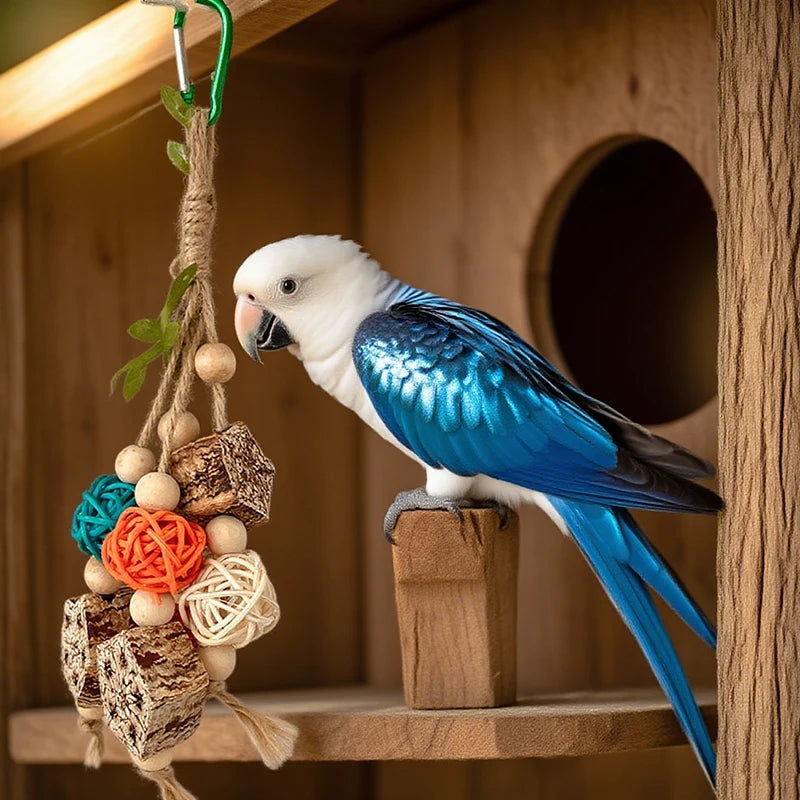 Cotton Rope Bird Chewing Toy – Bite Resistant Pinecone Toy for Parrot Training