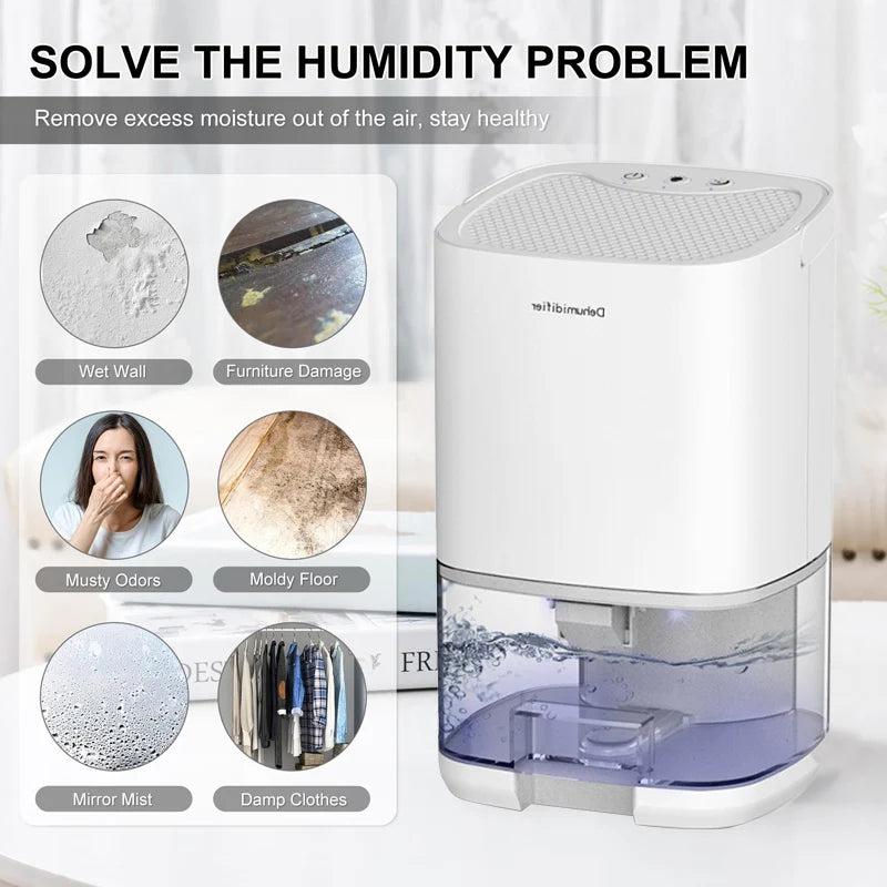 Portable Electric Dehumidifier – Silent Moisture Absorber for Home and Office