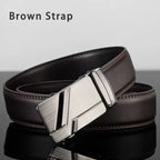 Mens Automatic Buckle Leather Belt – Luxury Business Accessory for Formal Wear