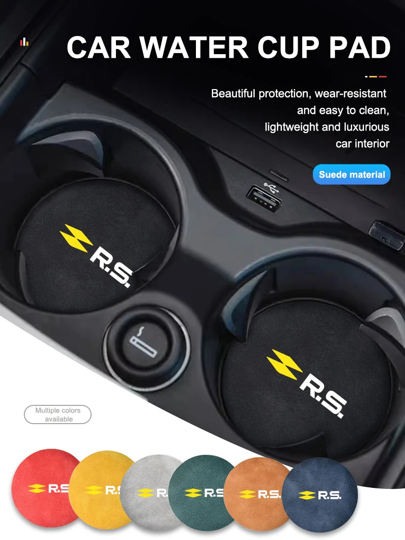 Suede Car Cup Holder Coasters – Anti-Slip Accessories for Renault Vehicles