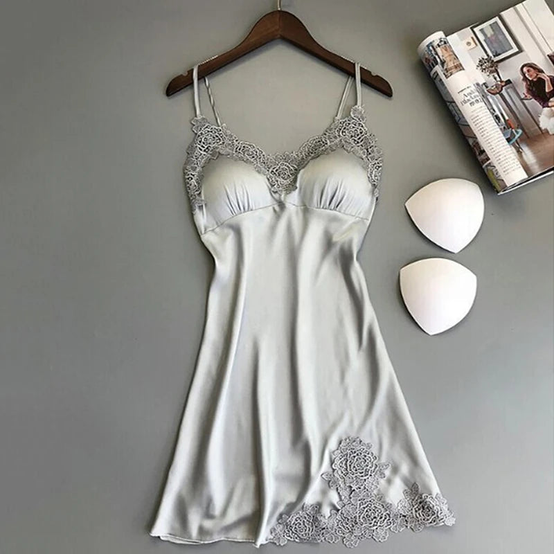Silk Suspender Nightdress – Satin Halter Sleepwear for Summer Lounge
