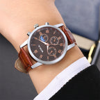 Leather Quartz Men's Watch – Elegant Analog Sport Timepiece for Business