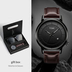 Luxury Quartz Watch and Glasses Set – Fashion Accessory Gift for Men