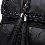 Leather Designer Backpack – Large Capacity Women’s Bag for Travel and School