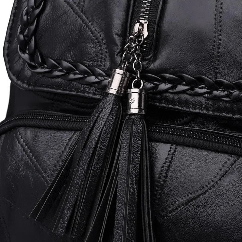 Leather Designer Backpack – Large Capacity Women’s Bag for Travel and School