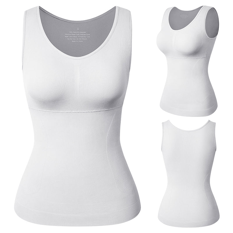 Plus Size Shaper Cami – Built-in Bra Compression Tank for Tummy Control