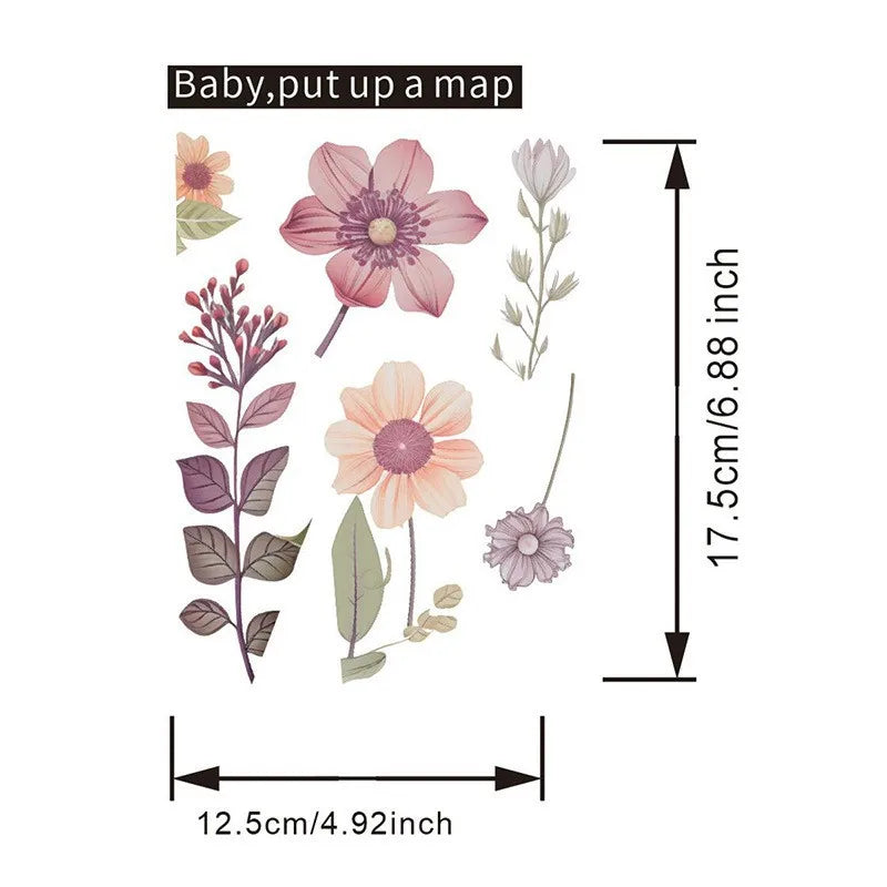 Floral PVC Wall Decal – Removable Waterproof Sticker for Home Decor