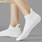 Embroidered Heart Ankle Socks – Cute Cotton Casual Footwear for Women