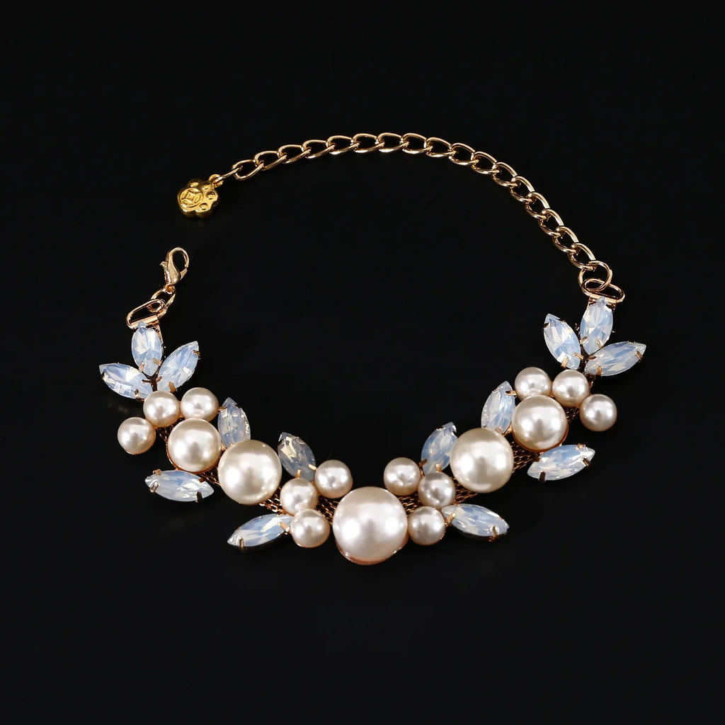 Rhinestone Pearl Pet Collar – Jeweled Dog and Cat Necklace for Weddings