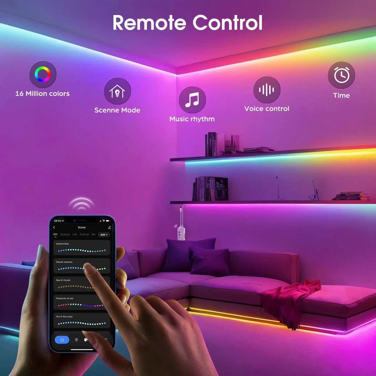 Addressable COB LED Strip Light – RGBIC WIFI Tape for Smart Home Decor