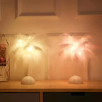 Feather LED Table Lamp – Battery-Powered Portable Night Light for Kids Bedroom