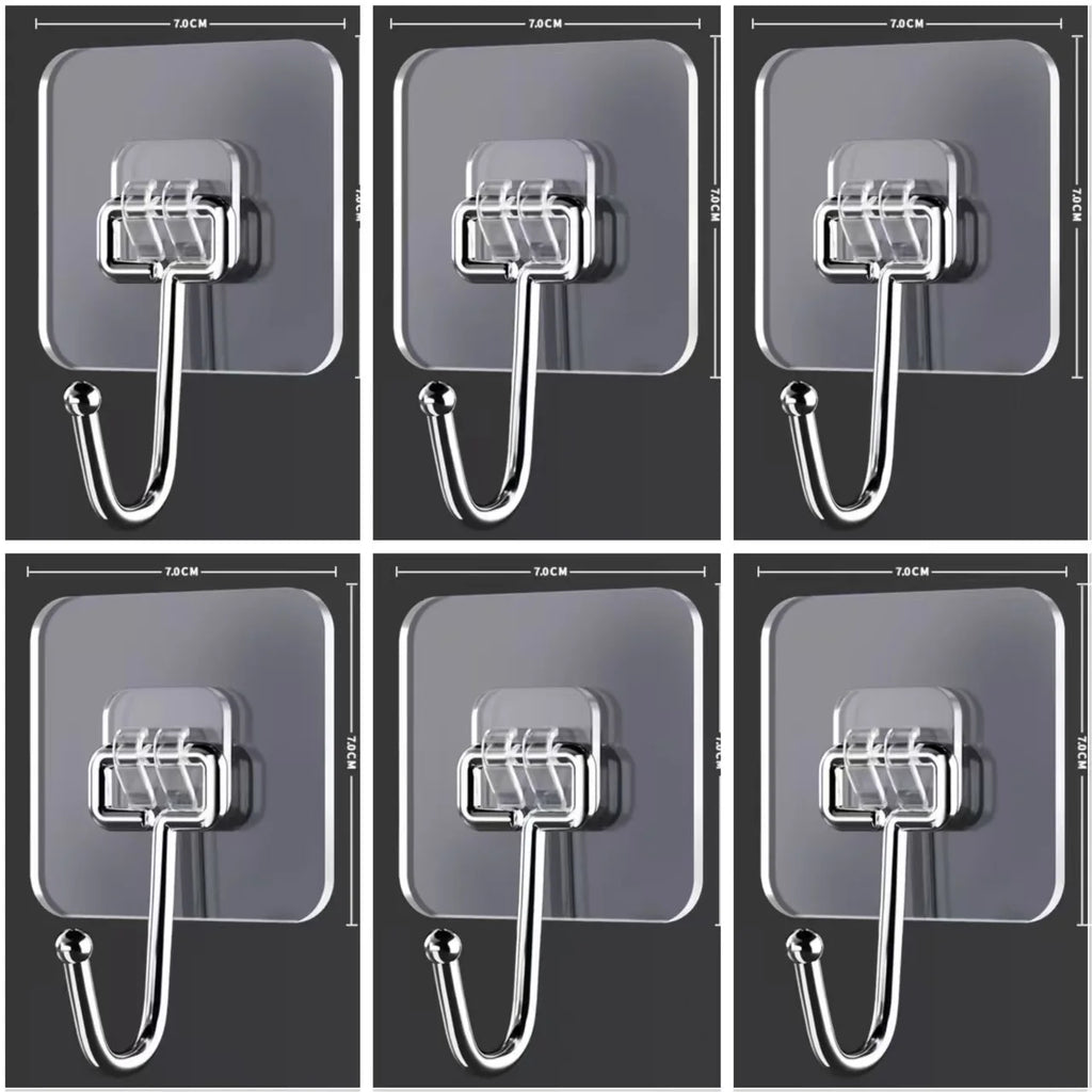 Transparent Adhesive Hooks – Heavy Duty Acrylic for Kitchen and Bathroom Wall