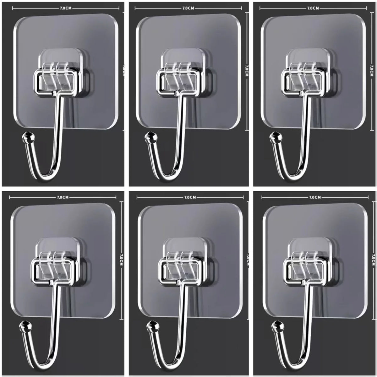Transparent Adhesive Hooks – Heavy Duty Acrylic for Kitchen and Bathroom Wall