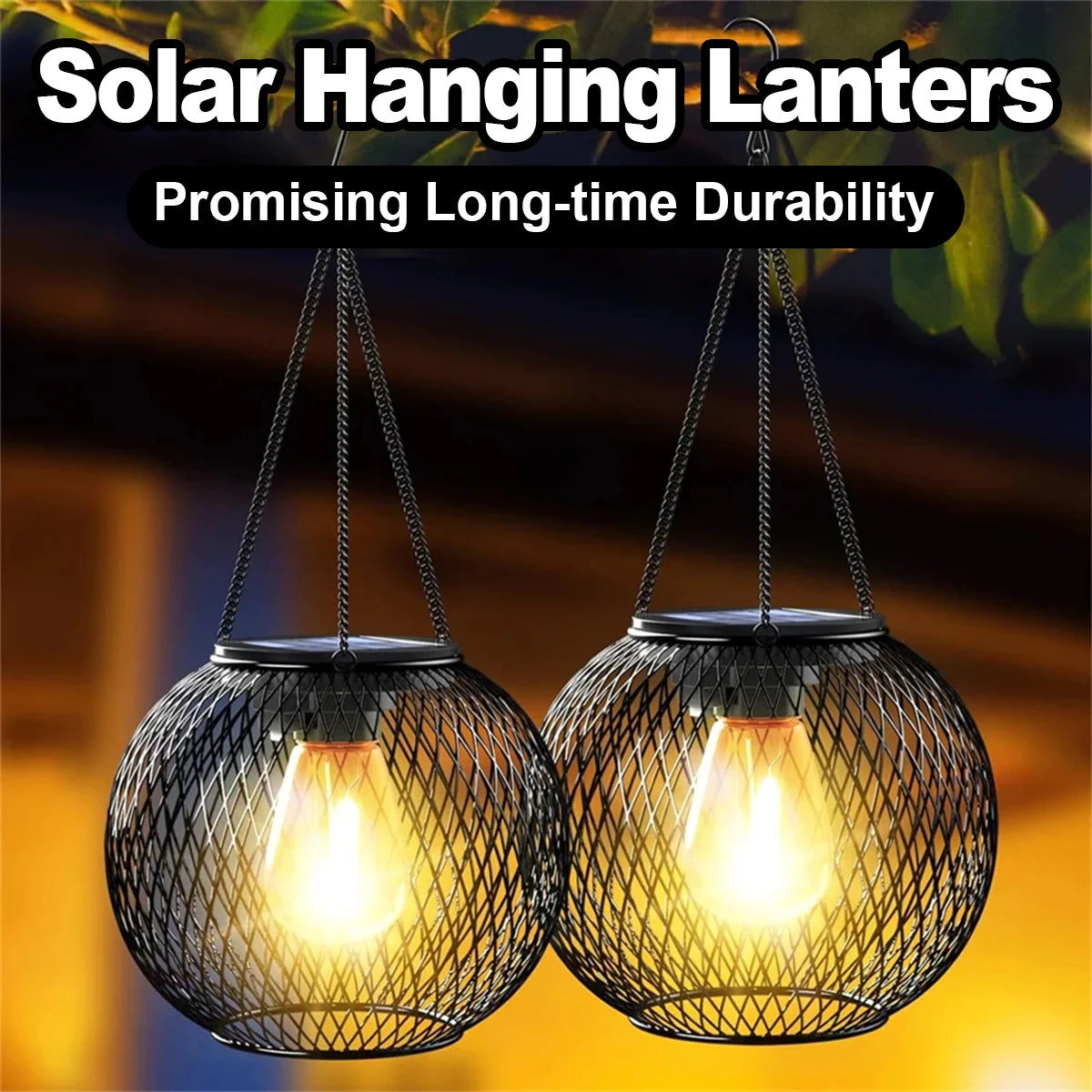 Solar LED Lantern – Waterproof Warm White Light for Outdoor Garden Decor