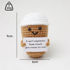 Handmade Wool Crochet Dog Doll – Positive Affirmation Plush for Home Decor
