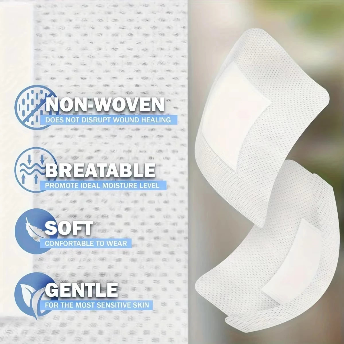 Large Hypoallergenic Non-Woven Adhesive Bandages – Medical Wound Dressings for First Aid