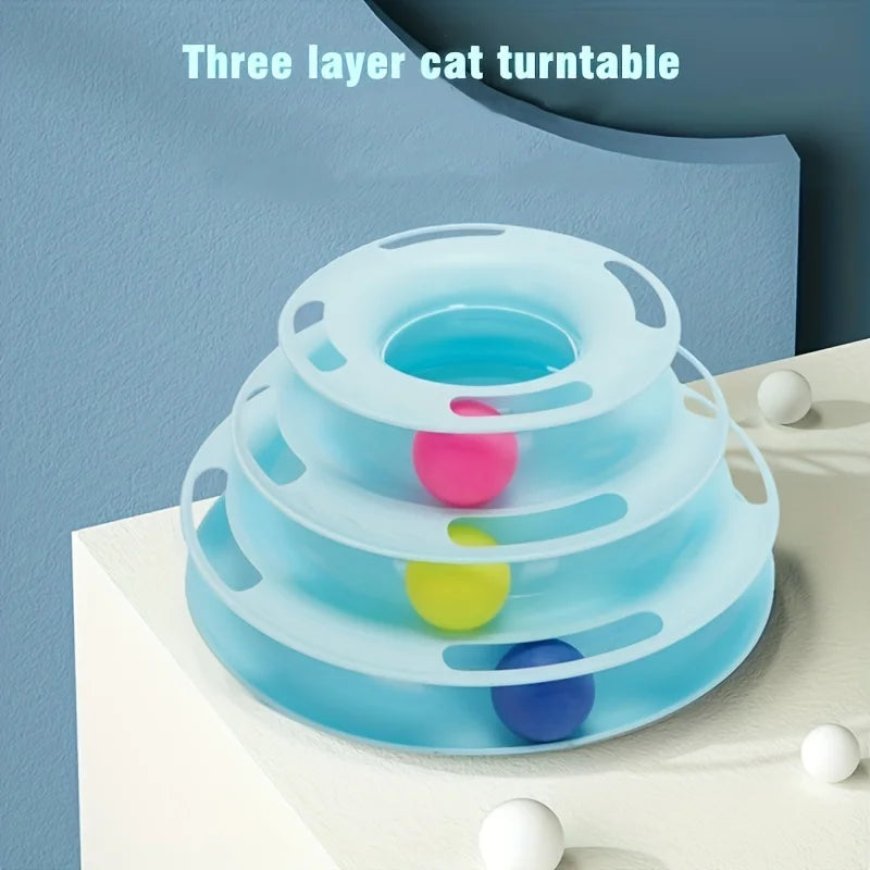 Interactive 3-Layer Cat Toy Tower – Puzzle Game for Mental and Physical Exercise