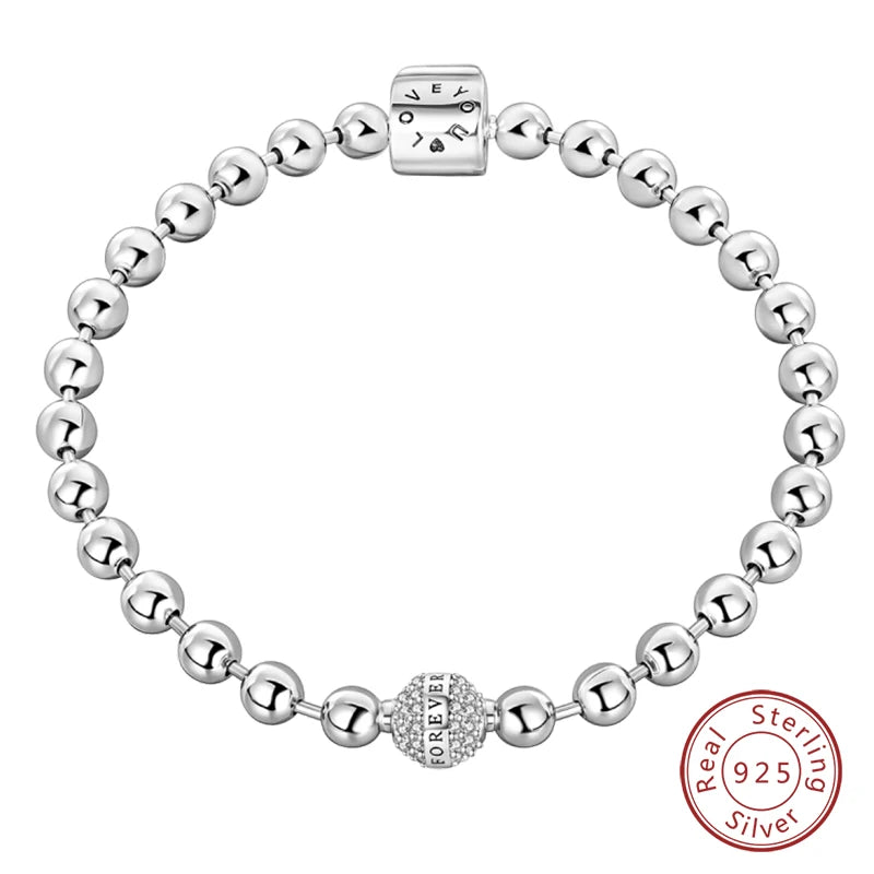 925 Sterling Silver Charm Bracelet – Adjustable Green Zircon for Birthday Gifts
