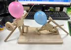 Wooden Fencing Puppet Battle – Bamboo Robot Game for Two-Player Fun