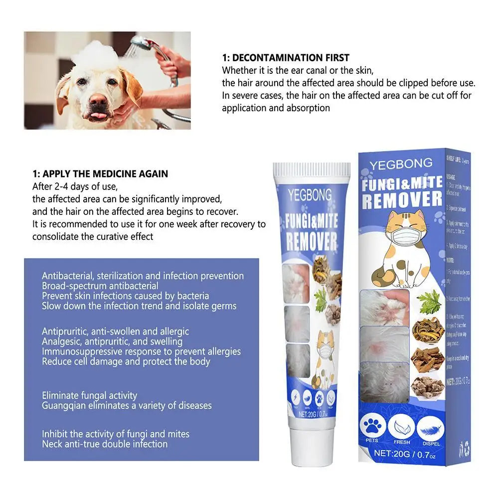 Pet Mite Removal Cream – Antifungal Skin Treatment for Dog and Cat Care
