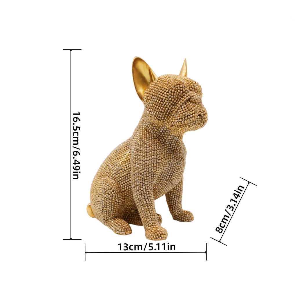 Beaded French Bulldog Resin Statue – Colorful Animal Decor for Home Office