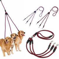 Adjustable Nylon Triple Dog Leash – No-Tangle 3 Way Lead for Walking Pets