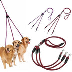 Adjustable Nylon Triple Dog Leash – No-Tangle 3 Way Lead for Walking Pets