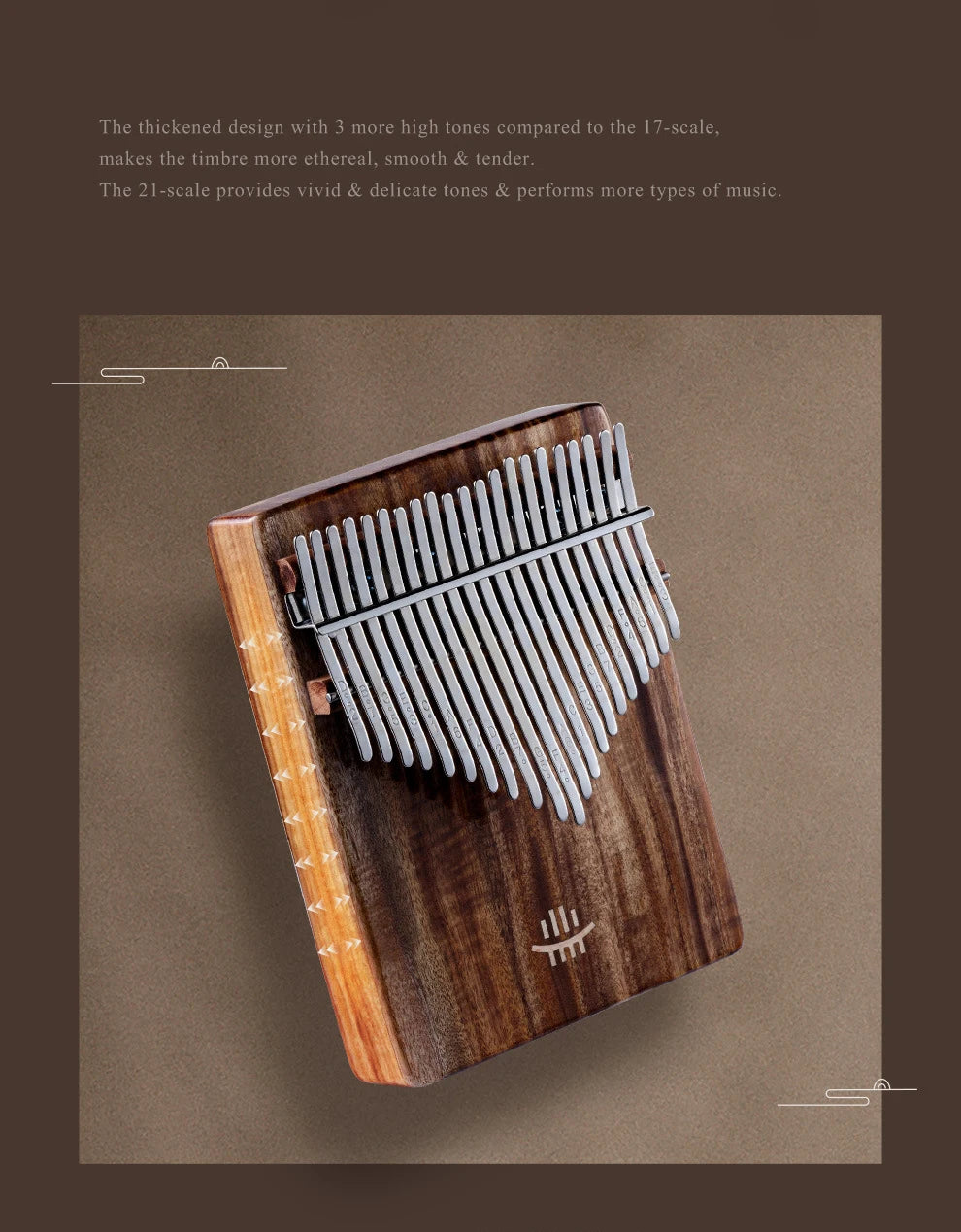 Hluru Wooden Kalimba – 21 Key Thumb Piano for Music Beginners and Education
