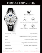 OLEVS Automatic Mechanical Watch – Leather Strap Flywheel for Business Casual
