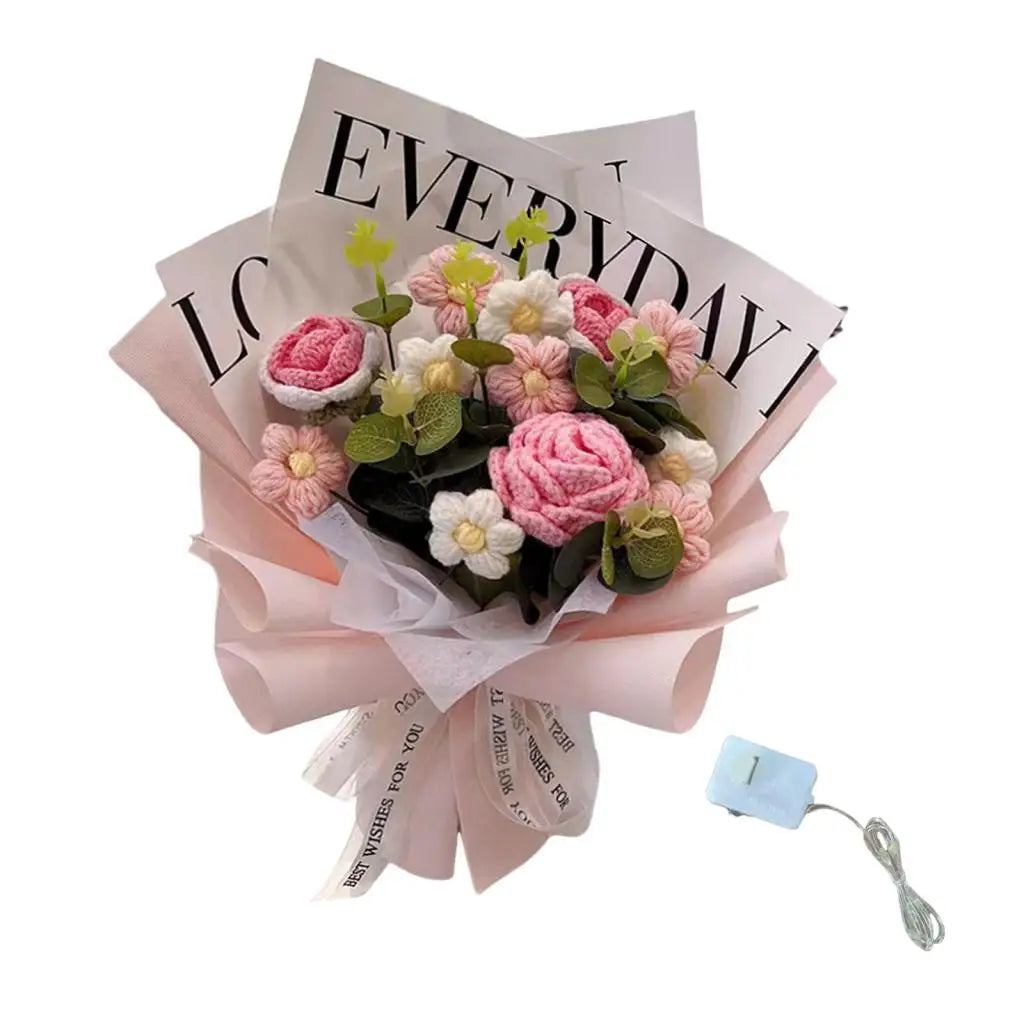Handmade Crochet Flower Bouquet – Knitted Floral Decor for Gift Giving